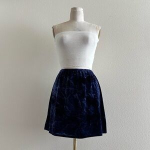 handmade blue abstract velvet mini skirt
